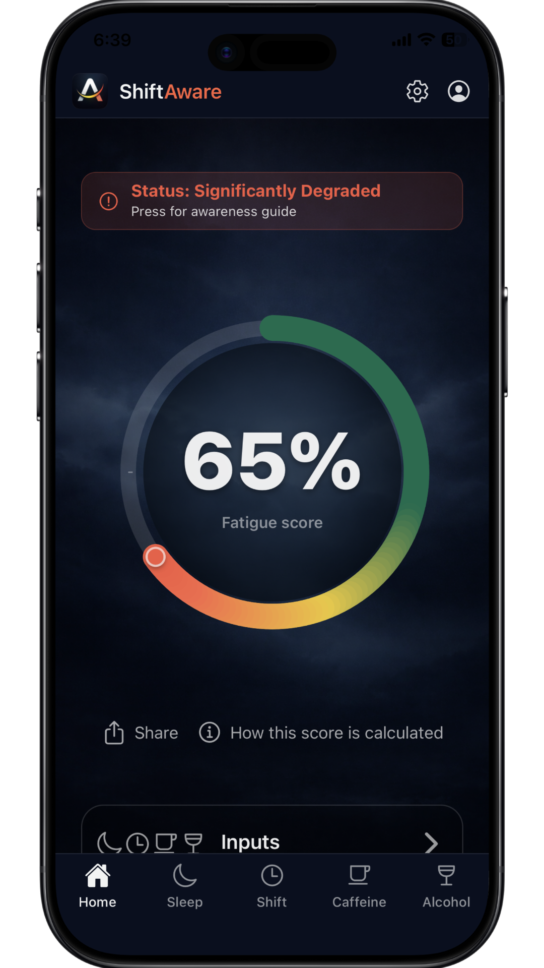 Fatigue score — outcome
